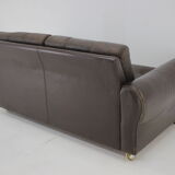 1970s Danish Brown Leather 2 Seater Sofa