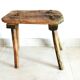 Old milking stool, old farm stool, primitive art.