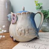 Terracotta owl-shaped teapot by vintage Ibuki Japan
