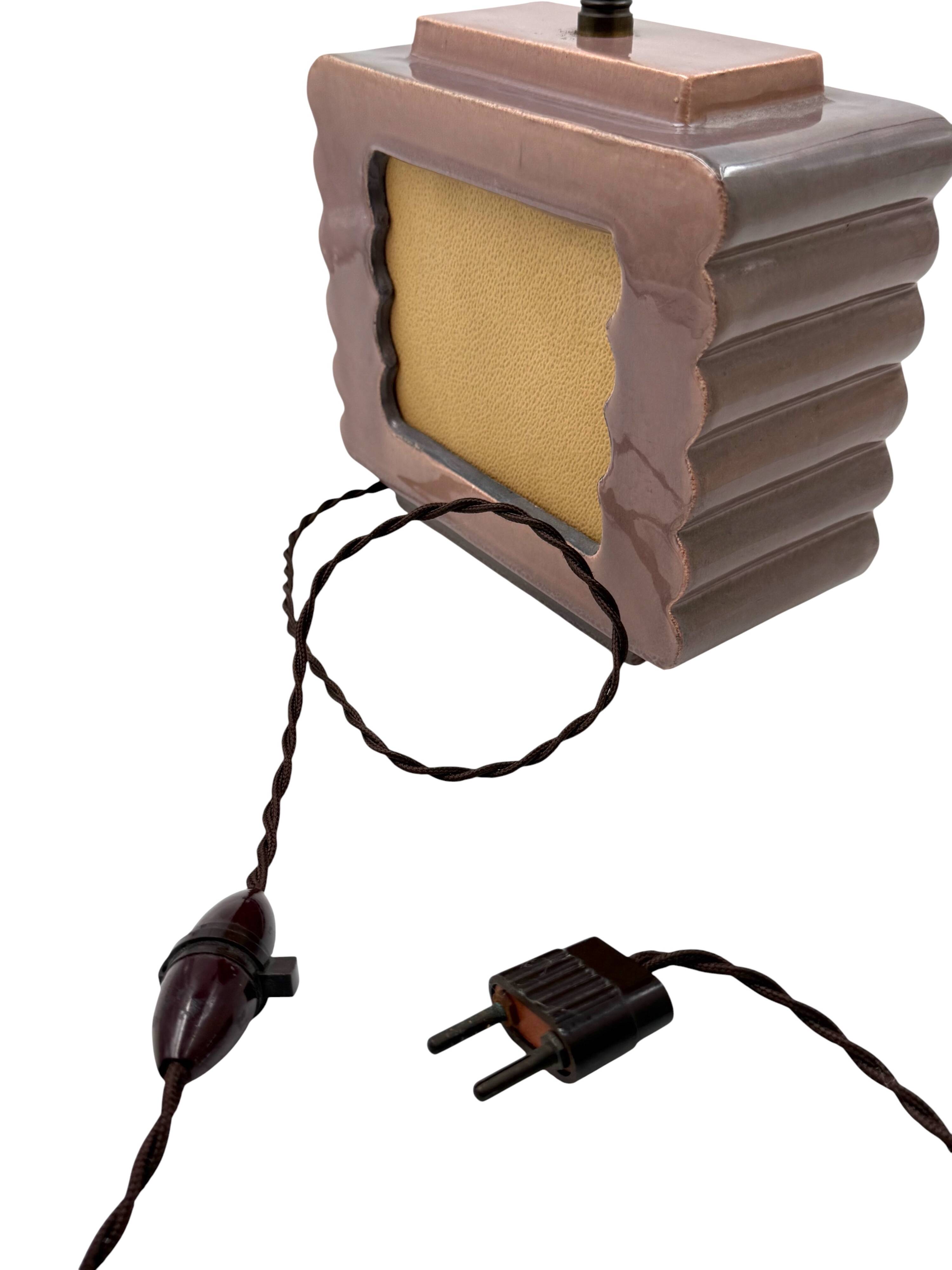 Art deco ceramic table lamp, Andre Fau Boulogne France circa 1940s