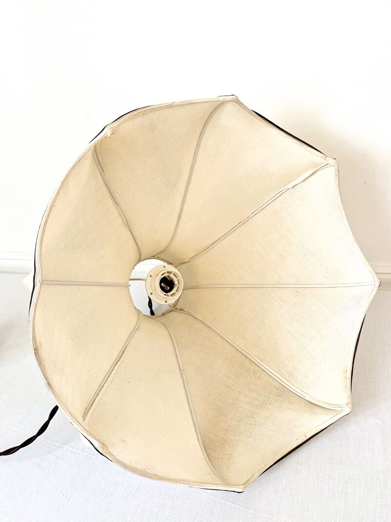 Hanging lamp in beige and brown fabric