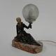 Art deco desk lamp sitting woman with globe