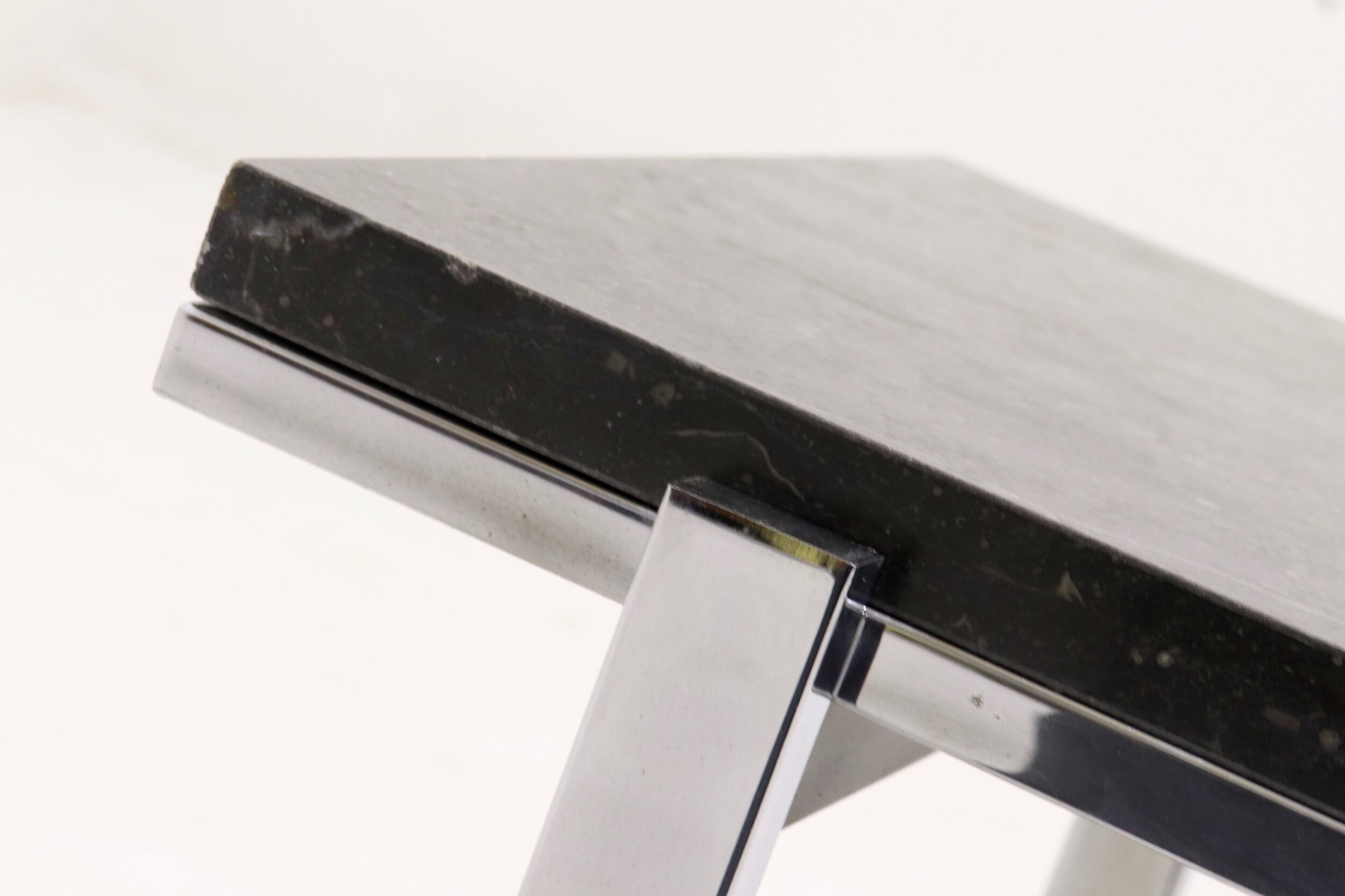 Mid century grey limestone and chrome coffee table 1960