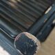 Vintage 50's black lacquered bamboo trolley