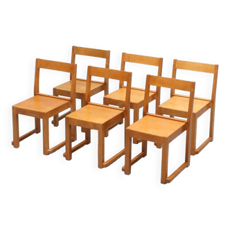 6 stackable children's "Orchestra" chairs by Sven Markelius, Sweden.