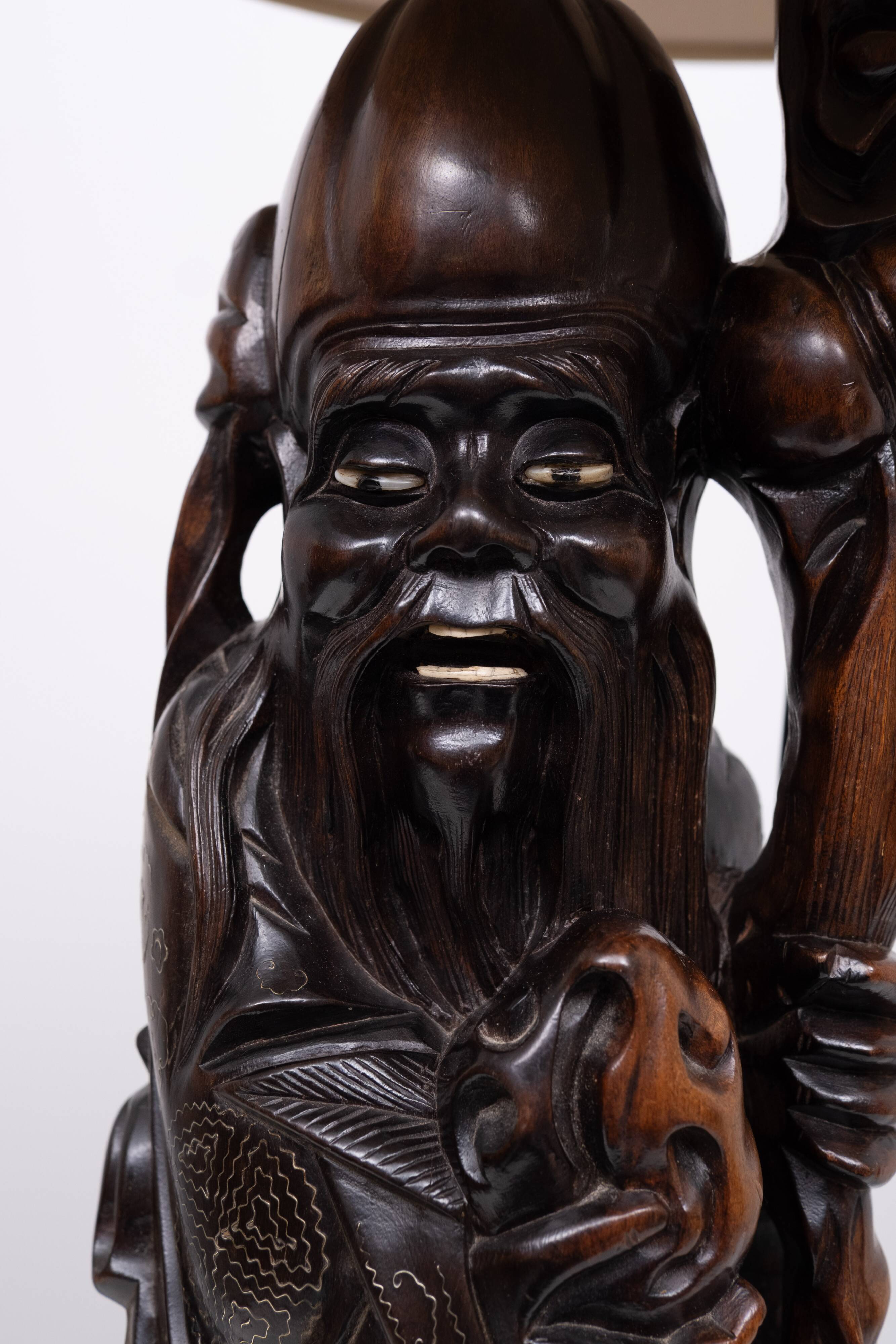 Table lamp Rosewood - Shoulao - God of Longevity Prosperety - China