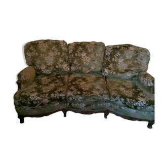 Sofa bed fabric velvet green with flowers