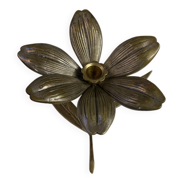 Bougeoir fleur et cendriers amovibles en laiton massif