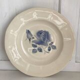 Set of 20 Digoin soup plates, blue rose patterns