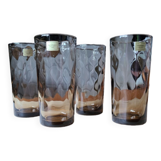 Series of 4 lenses tumbler luminarc Verres d'Arques circa 1970