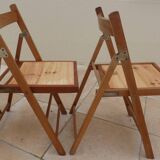 4 chaises en bois vintage vernis Pliables dessus totalement restaurées