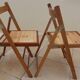 4 vintage varnished wooden chairs, folding tops, fully restored