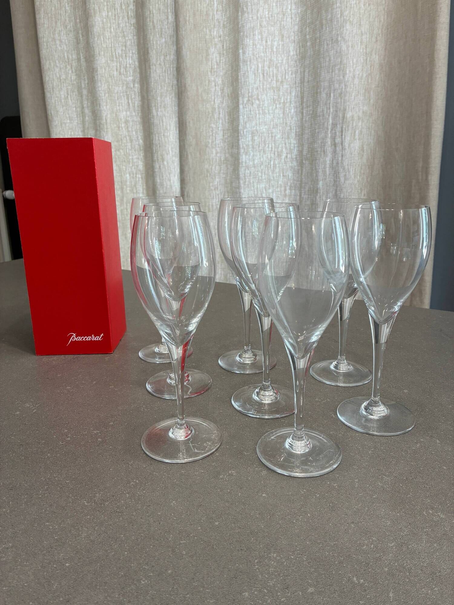 Baccarat crystal glassware service, Saint Remy model in original boxes.