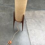 Mid-century tripod rocket floor lamp in teak, 1960s.