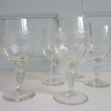 5 old engraved walking glasses