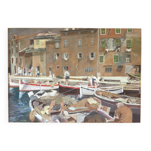 Le port d’ajaccio,gouache