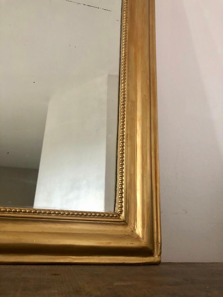 Miroir ancien Louis Philippe perlé doré vintage 56x80cm