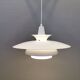 Classic danish designed hanging lamp from the 80s, in white lacquered metal