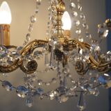 Bronze chandelier and crystal pendants – 5 lights