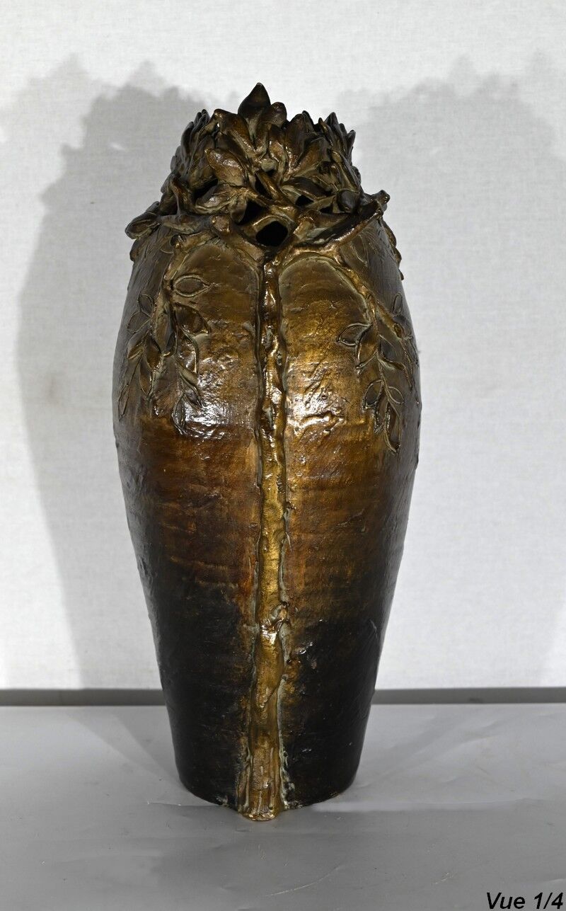 Enamelled Ceramic Vase, signed "Korina", Art Nouveau – 1900