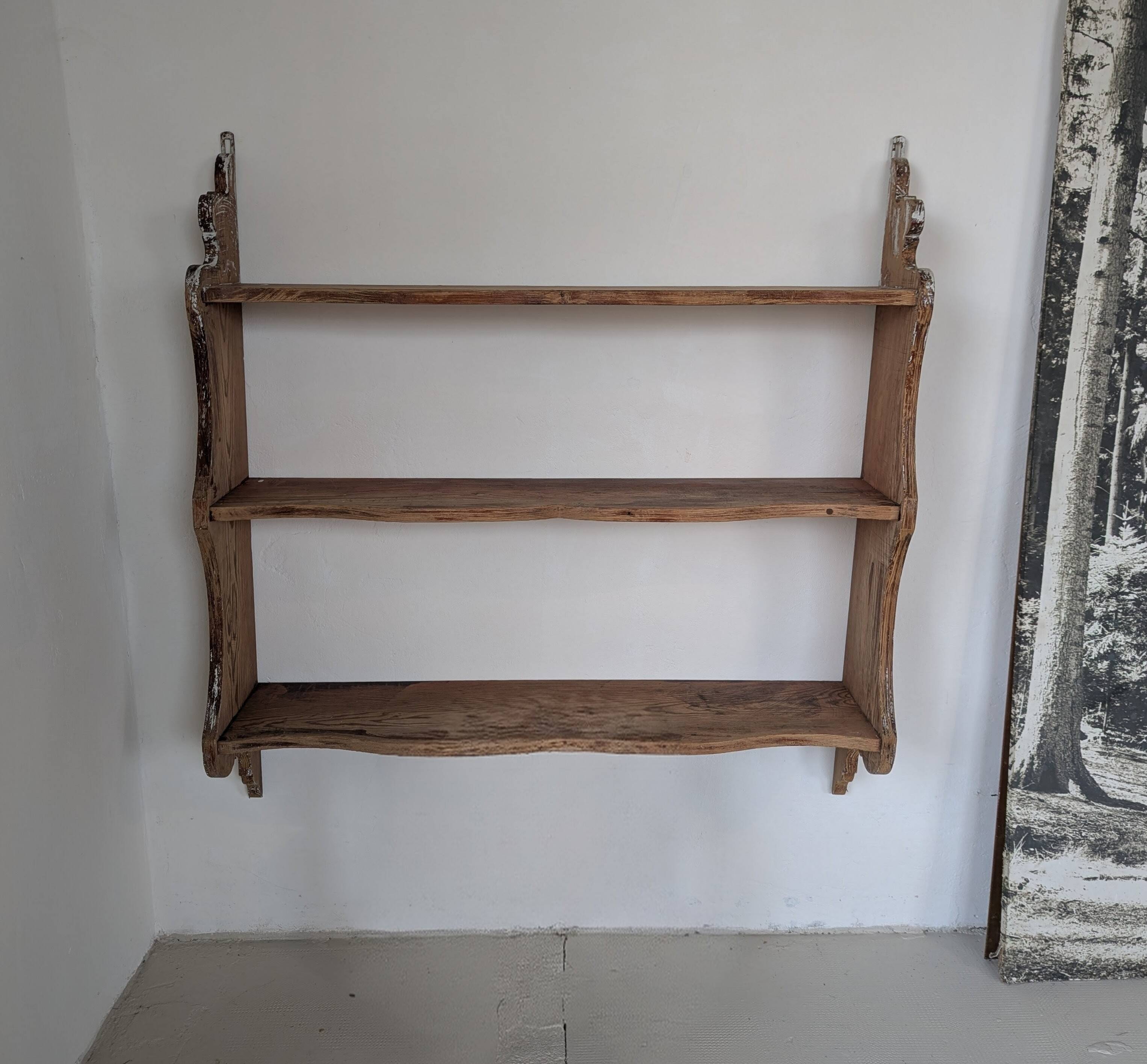 Large antique fir shelf