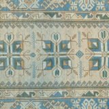 Distressed Vintage Blue Turkish Rug 4'1" X 6'9"