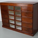 Vintage Dutch Oak / Mahogany Haberdashery Shop Cabinet, 1930s