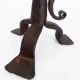 Pair of tripod candlesticks in wrought iron, neo-Gothic style, French work.
