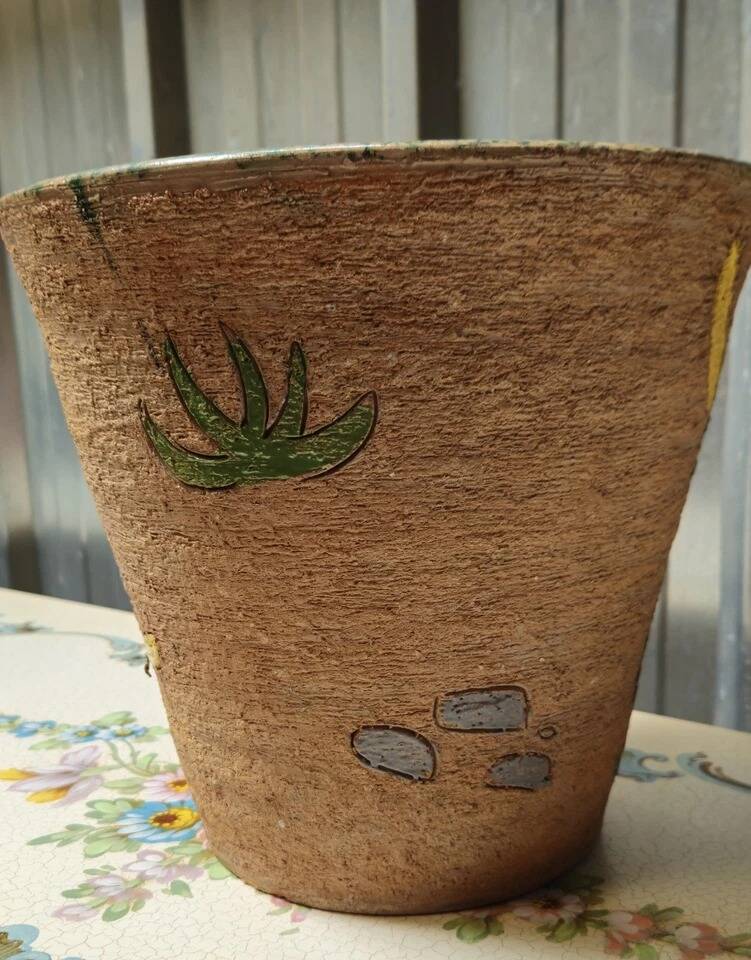 Glazed ceramic cache-pot with Mexican decoration – Art Deco – 20th century