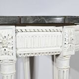 Console demi-lune en bois rechampi, style Louis XVI, début XIXème
