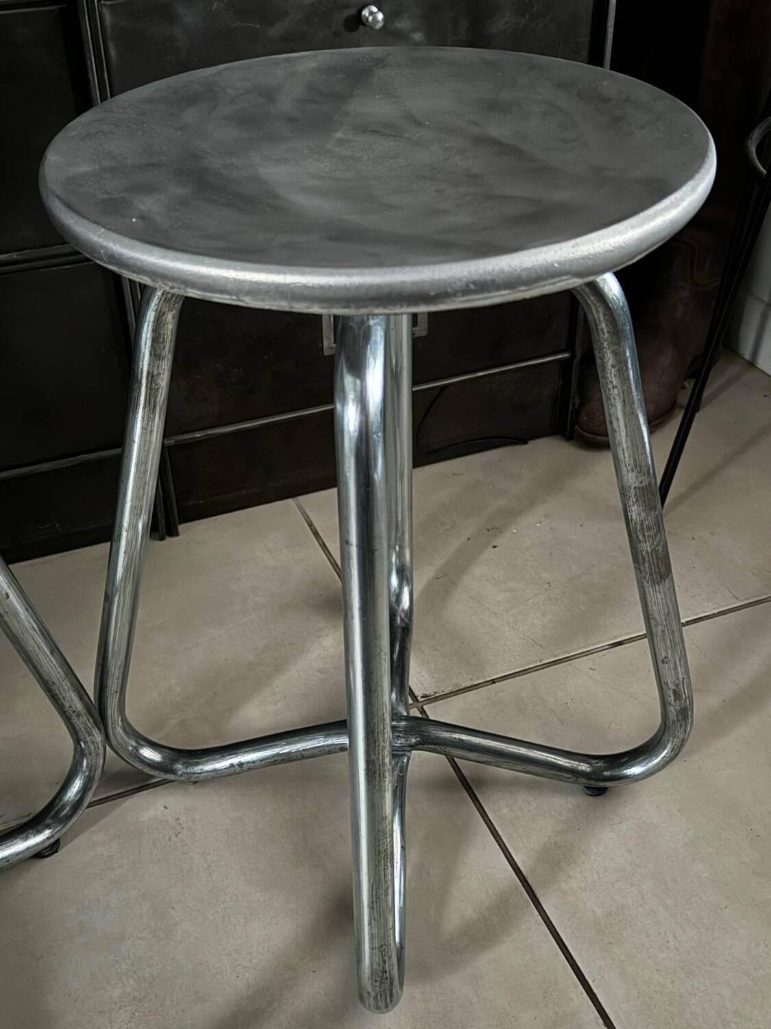 Vintage aluminium cast stools