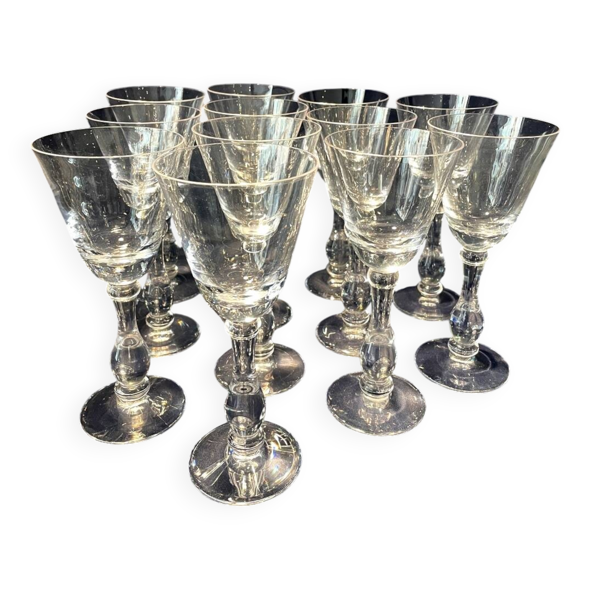 Set of 12 Portieux crystal red wine glasses slim shape