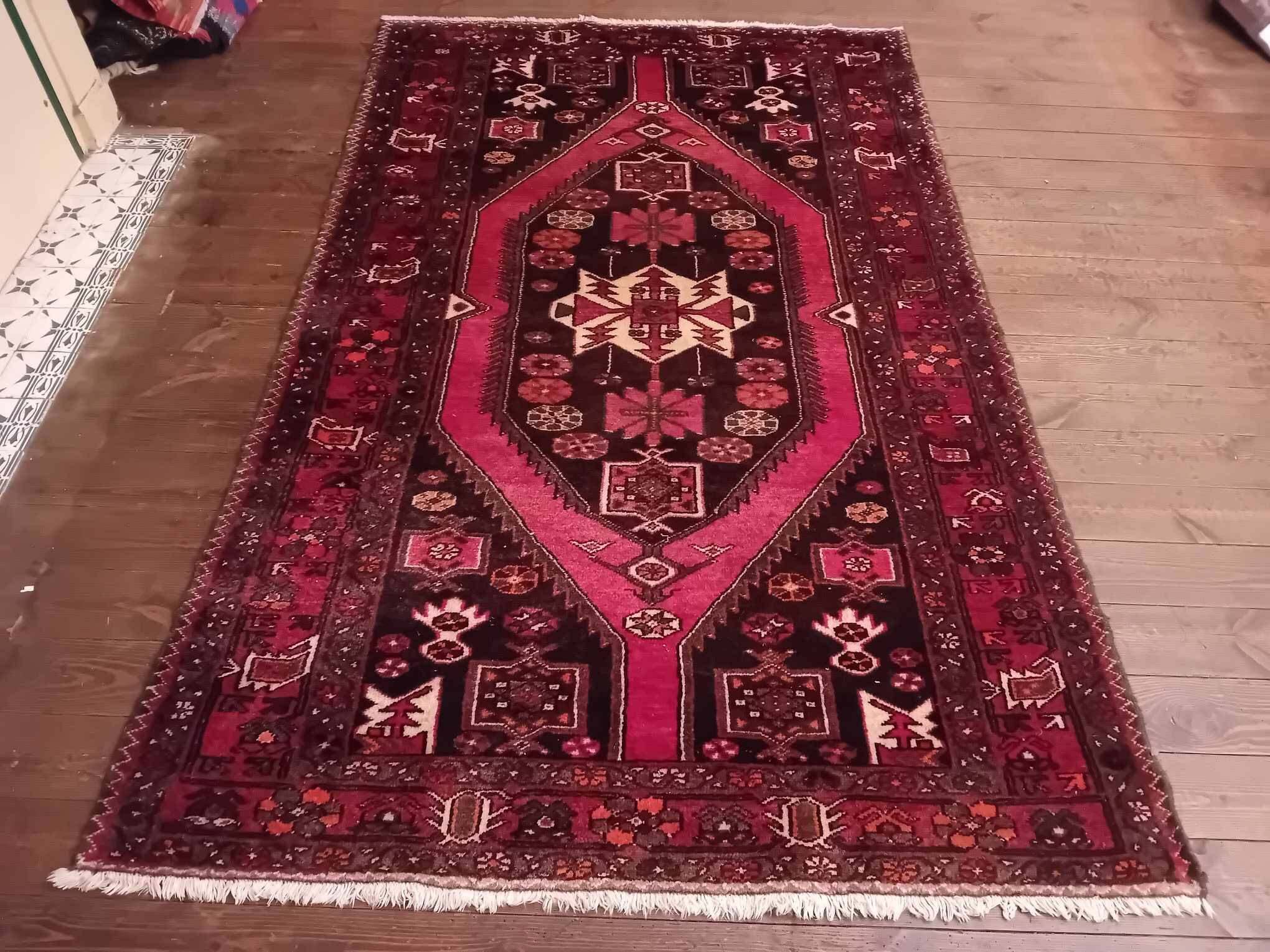 Handmade Persian Maslaghan rug 212x130cm