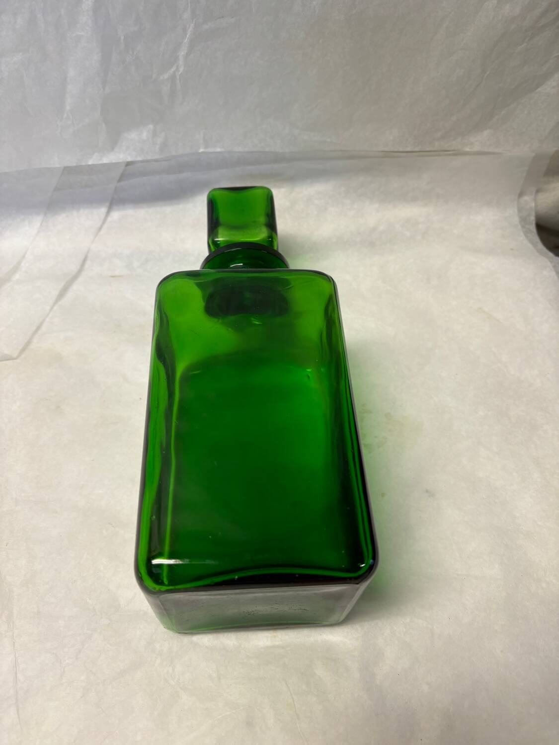Green glass carafe