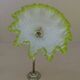 Old BRONZE GOOSENECK wall lamp with wavy yellow green OPALINE lampshade