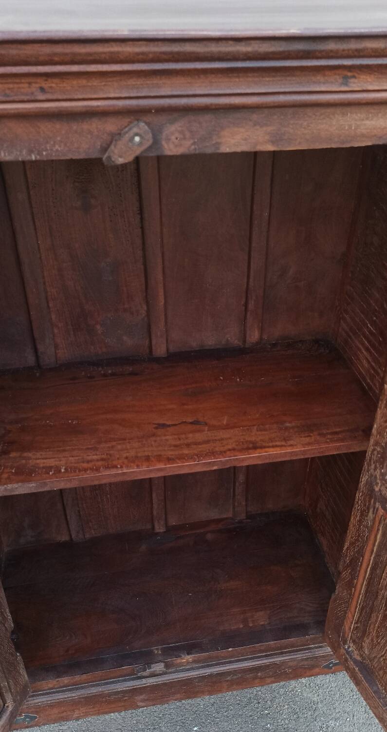 Small glass cabinet in old wood