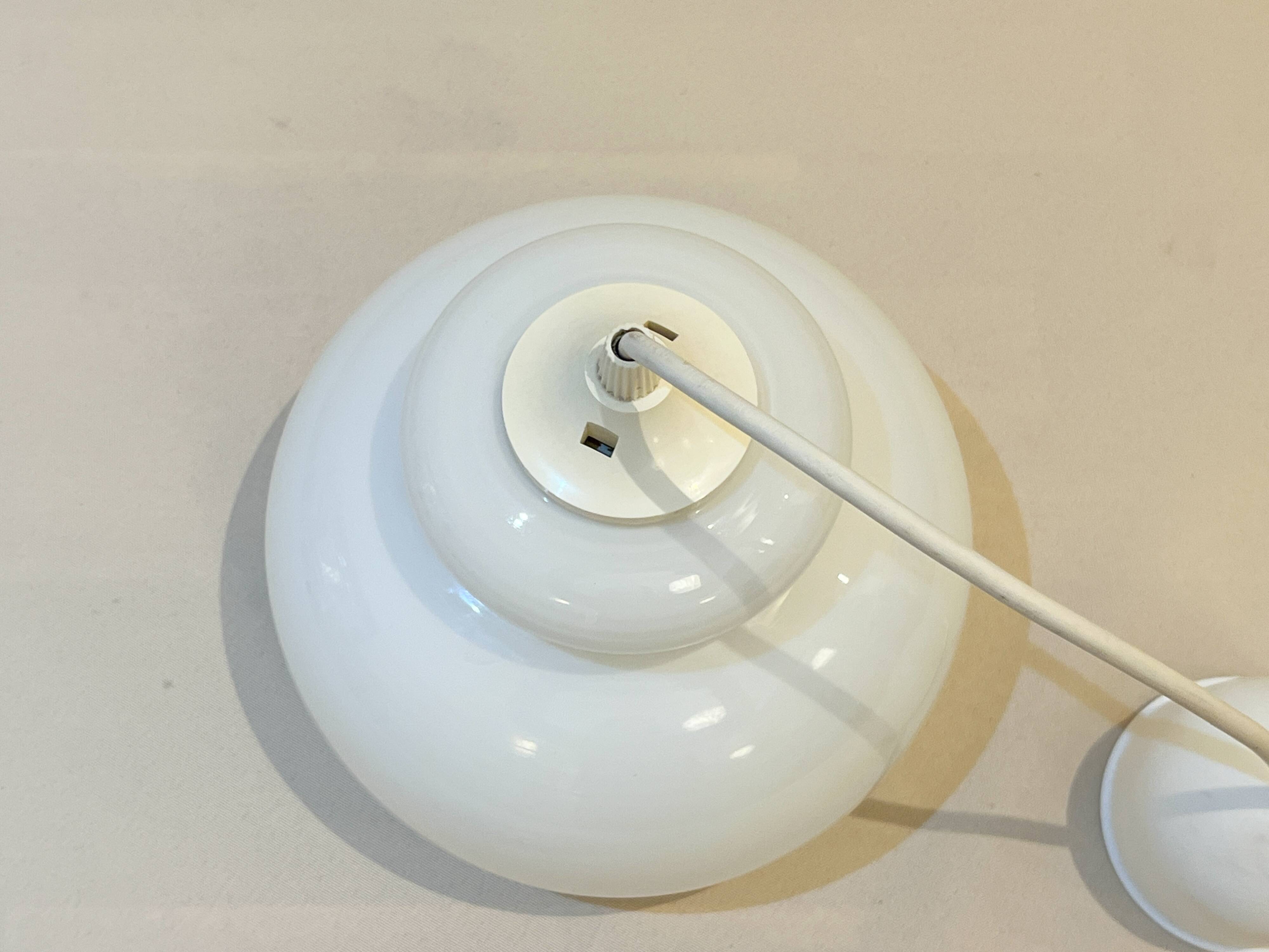 Opaline pendant light in white glass from the 60s and 70s vintage Free form