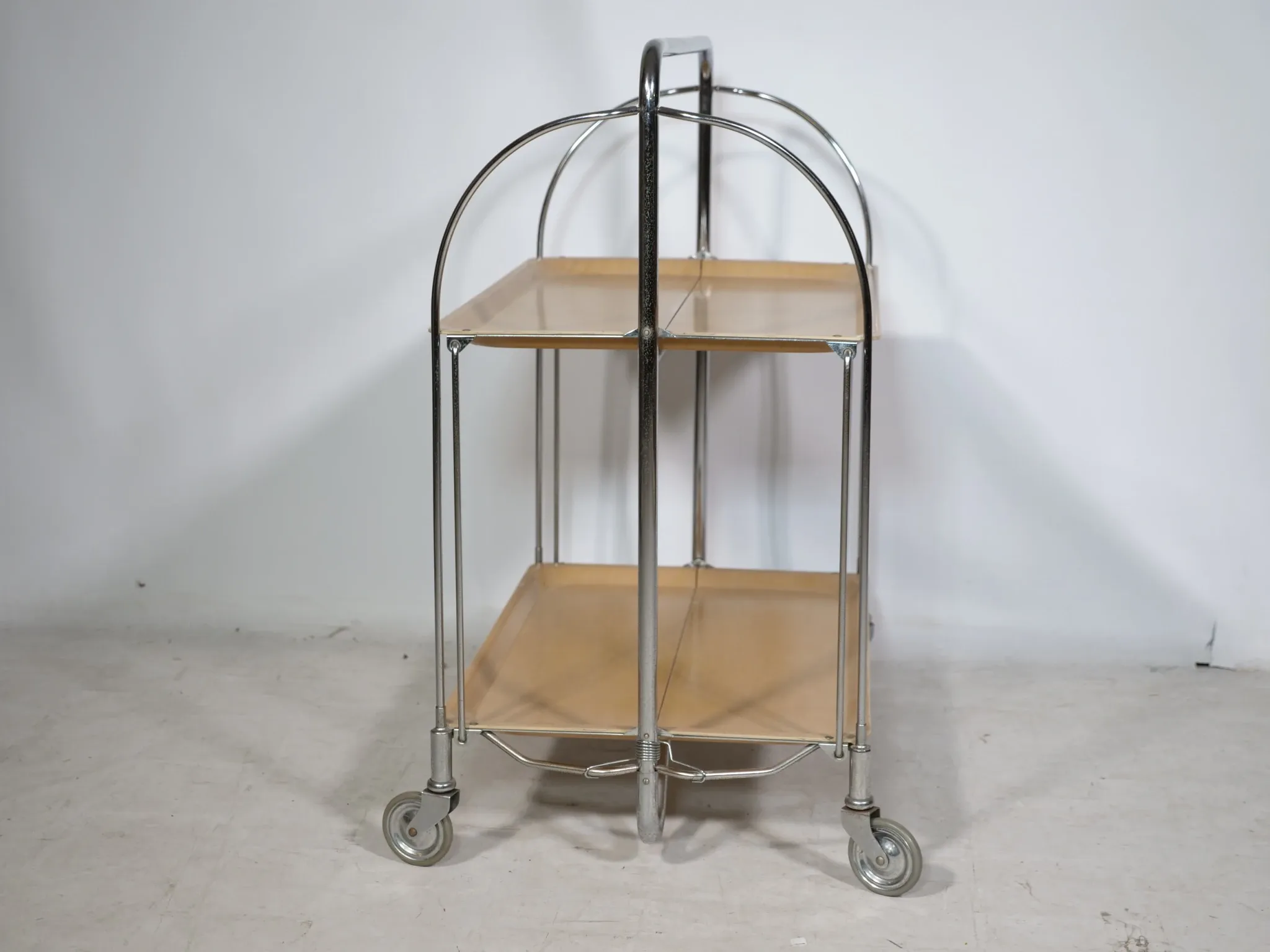 Mid Century Folding Serving Trolley in Chrome by Bremshey, 1960s