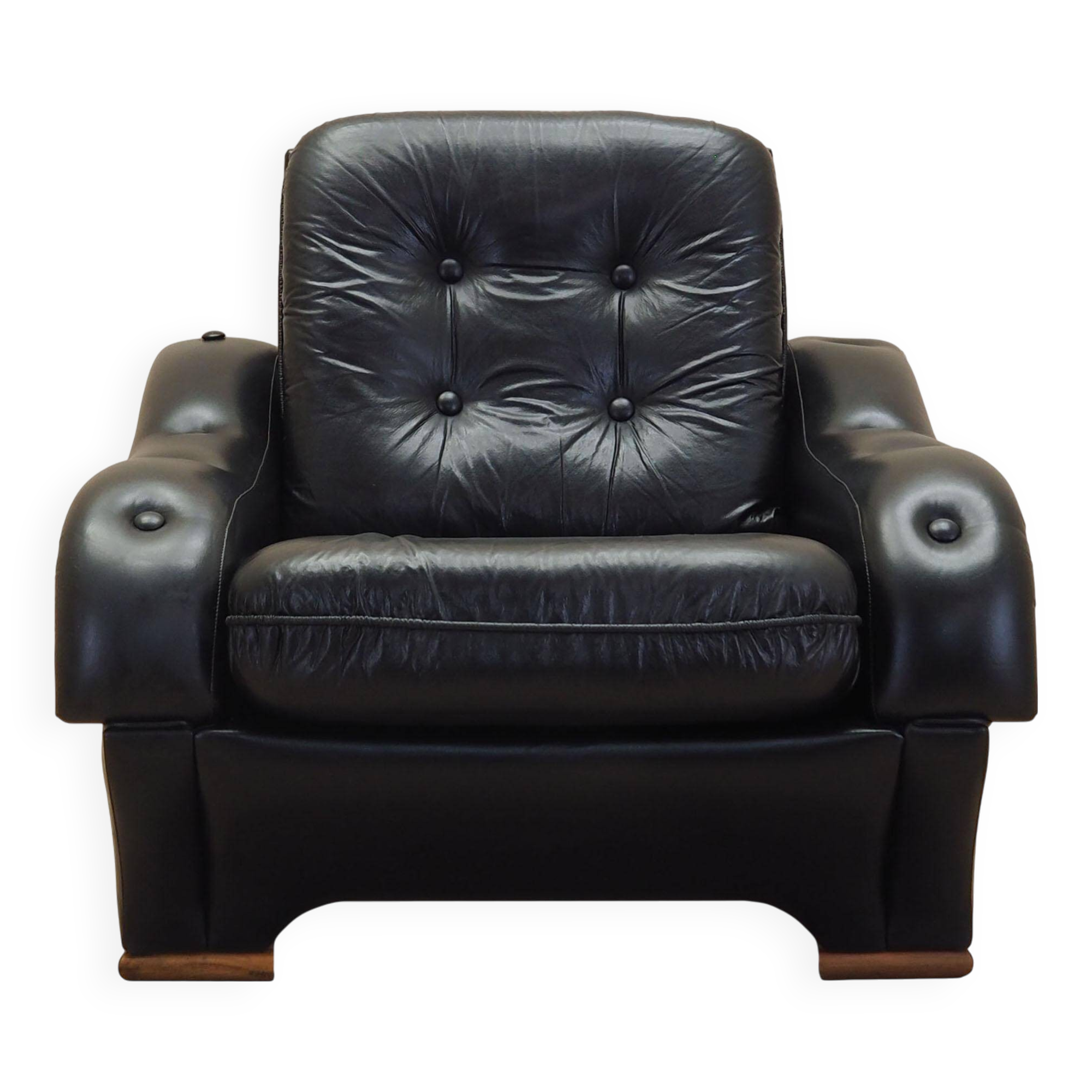 Black armchair, Italian design, 1980s, manufacture: Italy