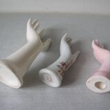 Set of 3 hands n ceramic porcelain ring sizer soliflore deco retro vintage