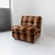 Vintage armchair from the 1970s, by Europoltrona Italy, brown striped velvet, Space Age design.