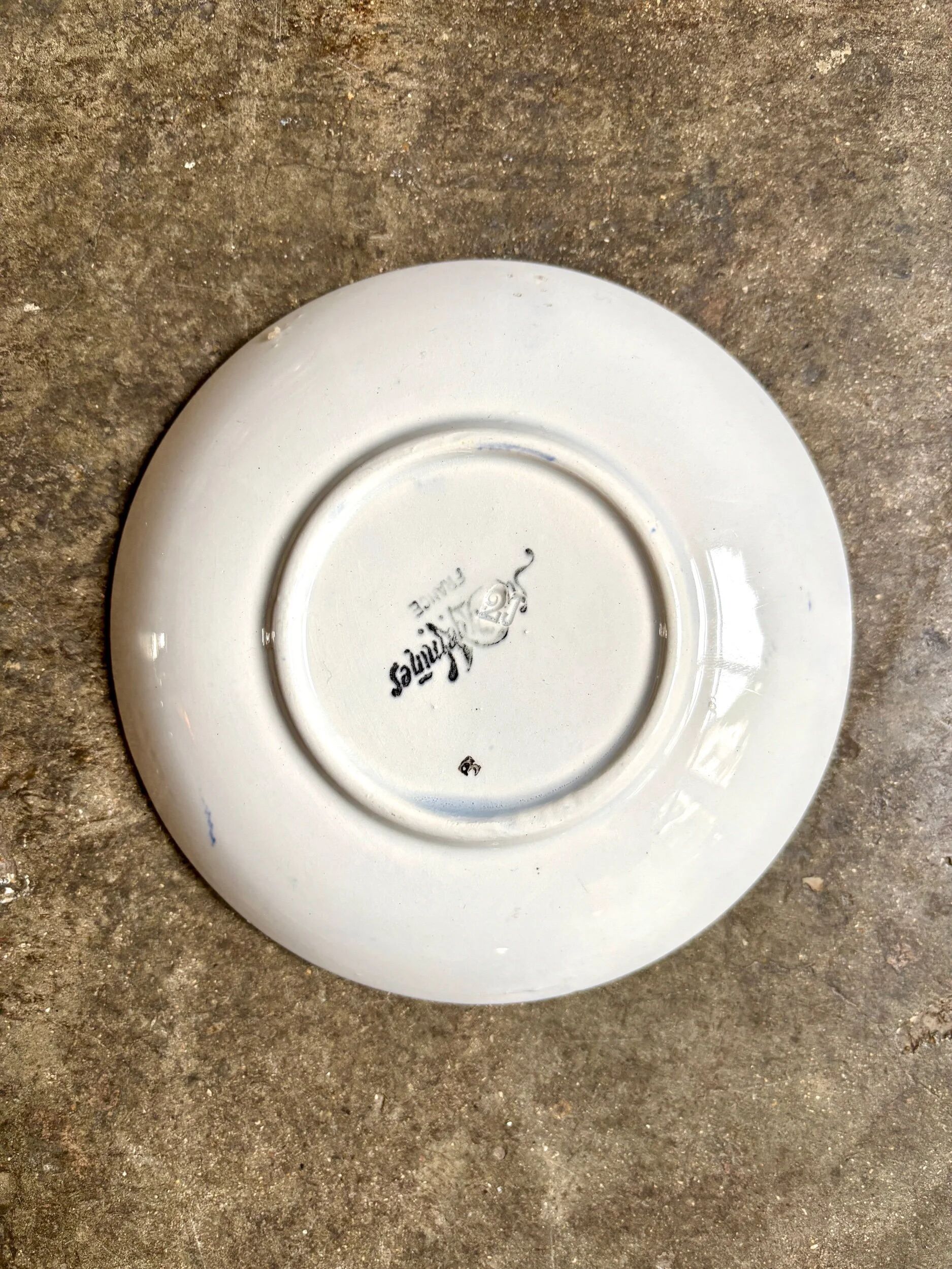 Bowl, bread plate Sarreguemines, "Copenhagen" service in blue earthenware.