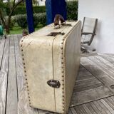 Vintale white leather suitcase