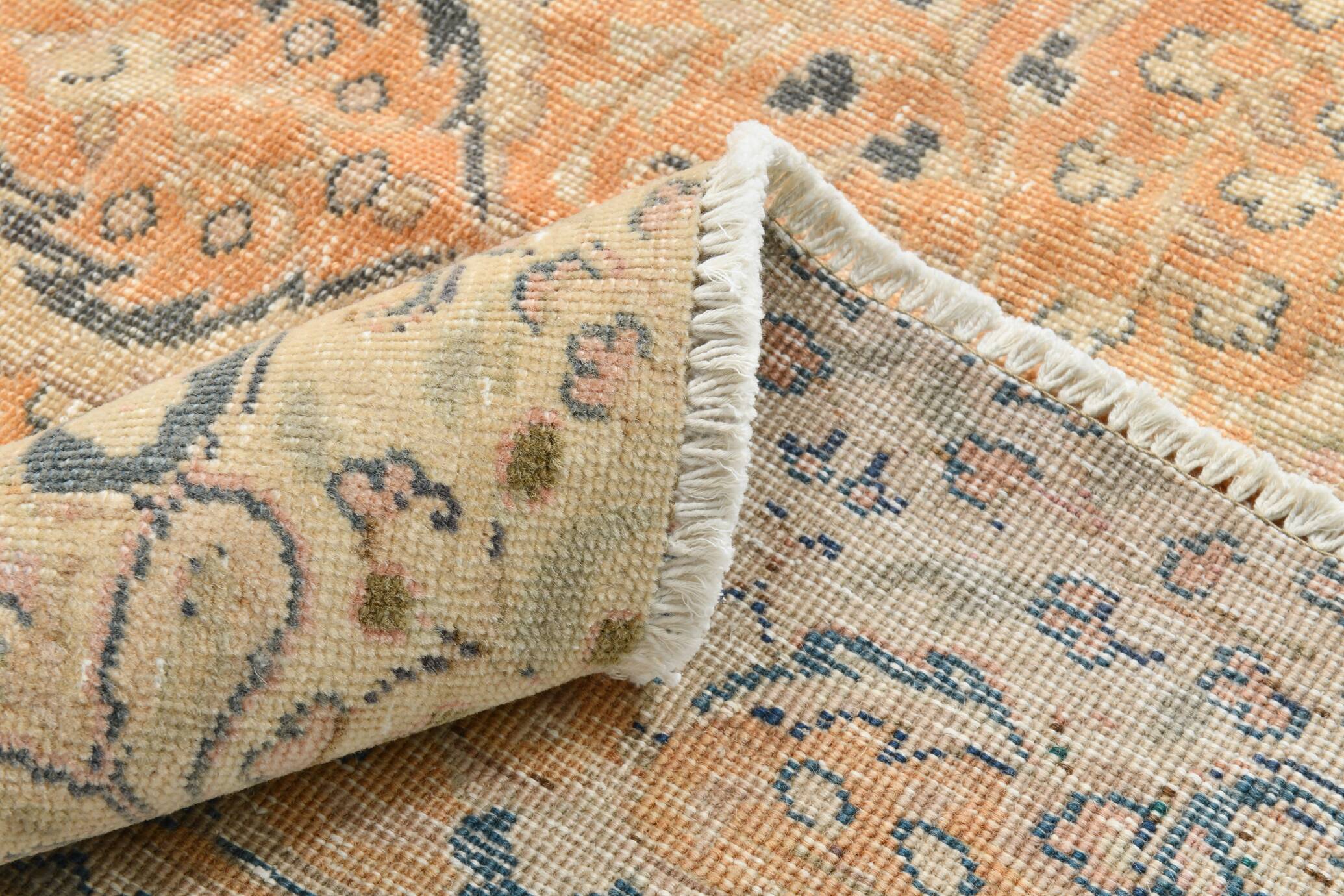 Grand Tapis Vintage Saumon et Beige, Motifs Classiques, 298x400 Cm