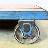 Grand chariot table basse industrielle bleue, 1960