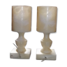 Set of 2 small bedside lamps in vintage alabaster 1960