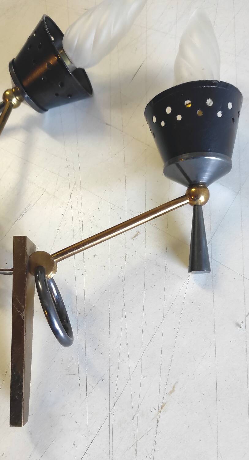 Polished varnished bronze wall lights from the Lunel house - 1950s