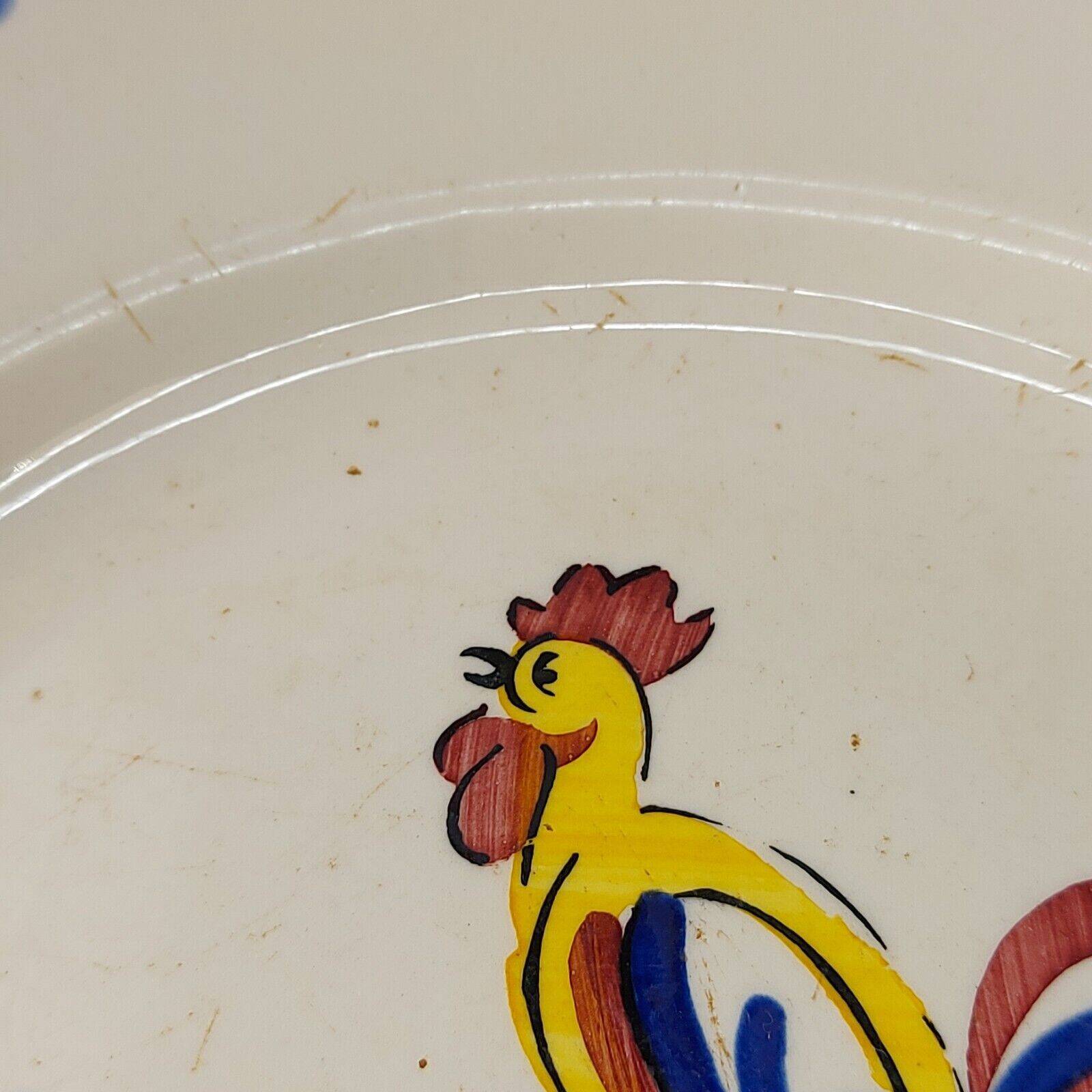 Pair of plates with rooster decor, Cocorico, in ceramic by Saint Clément