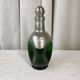 Carafe ou flacon en verre vert et étain
