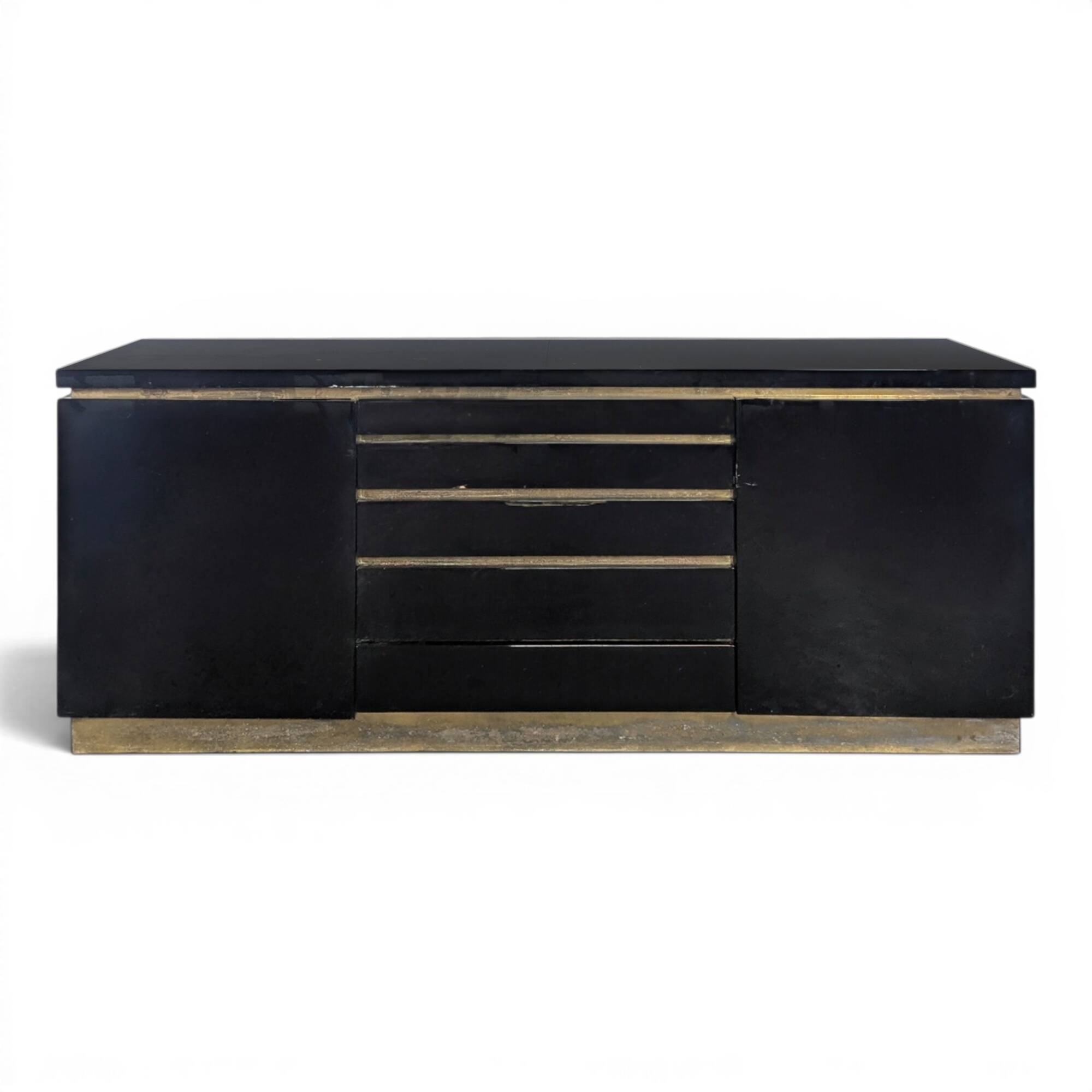 Enfilade laquée noire de Jean Claude Mahey